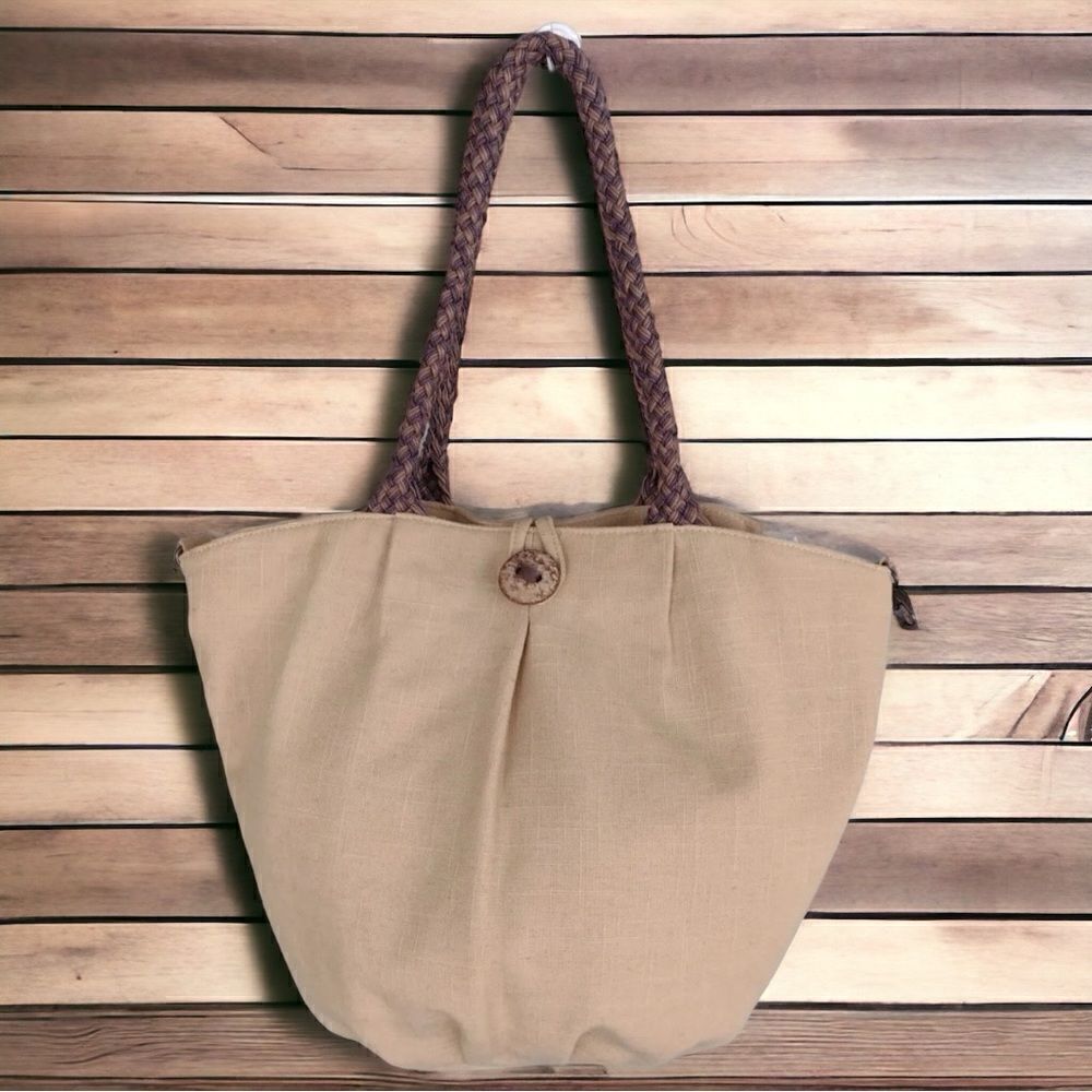 J. Jill Women’s Tan Linen Woven Tote Hobo Hand Bag